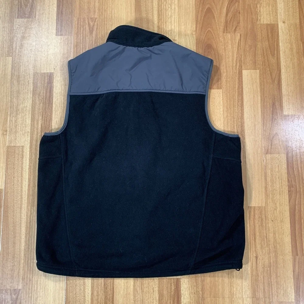 LL Bean Mens Large Black Gray Fleece Lined Full Zip Vest 0JMW8